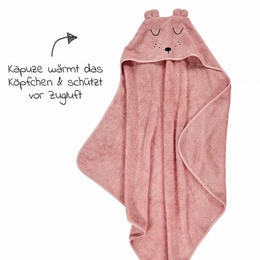Alvi Bade-Set Organic Cotton - Kapuzenbadetuch + Waschhandschuh - Faces - Rosa 3 Alvi Bade-Set Organic Cotton - Kapuzenbadetuch + Waschhandschuh - Faces - Rosa – Bild 3
