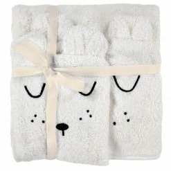 Alvi Bade-Set Organic Cotton - Kapuzenbadetuch + Waschhandschuh - Faces - Weiß -Baden & Waschen Verkäufe alvi bade set organic cotton kapuzenbadetuch waschhandschuh faces weiss 951509910 d4