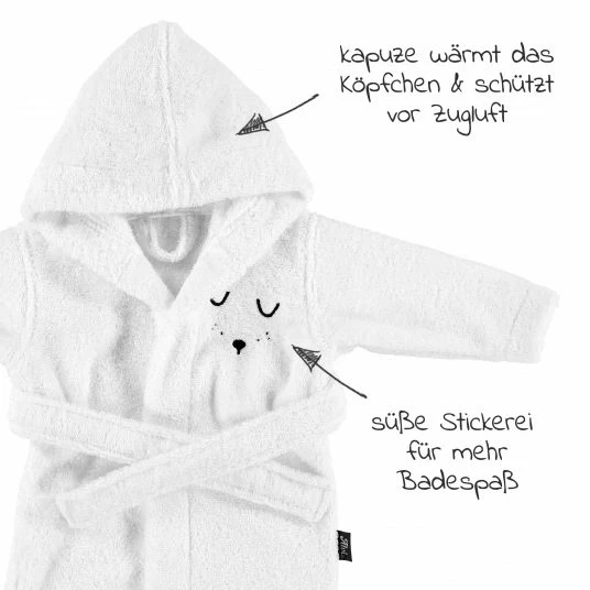 Alvi Bademantel Organic Cotton - Faces - Weiß - Gr. 74/80 2 Alvi Bademantel Organic Cotton - Faces - Weiß - Gr. 74/80 – Bild 2