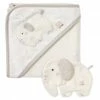 Baby Fehn 2-tlg. Bade-Set Kapuzenbadetuch + Waschhandschuh NATUR aus Bio-Baumwolle 70 x 70 cm - Elefant