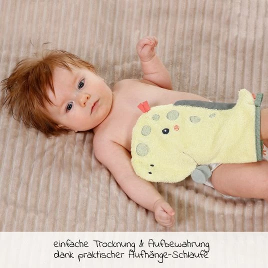 Baby Fehn Waschhandschuh Dino - Happy Dino 2 Baby Fehn Waschhandschuh Dino - Happy Dino – Bild 2