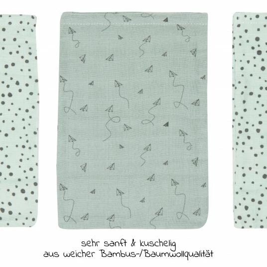Bébé-jou Waschhandschuh 3er Pack Musselin - Paper Planes 3 Bébé-jou Waschhandschuh 3er Pack Musselin - Paper Planes – Bild 3