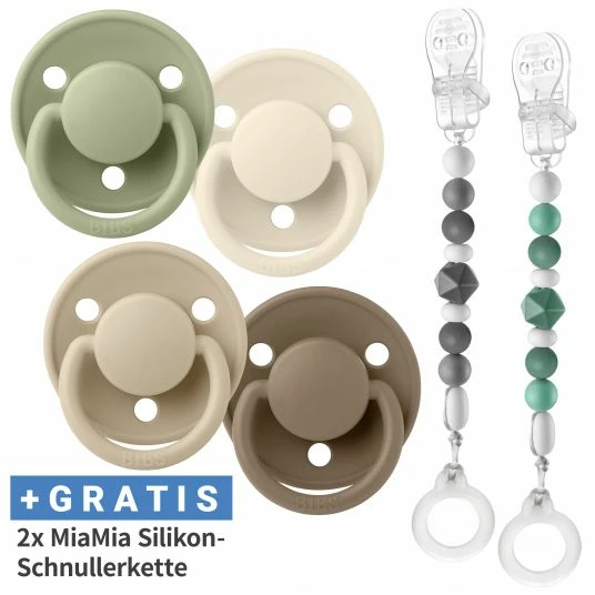 Bibs 6-tlg. Schnuller-Set - 4 Silikon-Schnuller De Lux 0-36 M + GRATIS 2x Silikon-Schnullerkette - Ivory Sage Vanilla Dark Oak 1 Bibs 6-tlg. Schnuller-Set - 4 Silikon-Schnuller De Lux 0-36 M + GRATIS 2x Silikon-Schnullerkette - Ivory Sage Vanilla Dark Oak