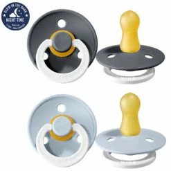 Bibs Leucht-Schnuller - Colour 2er Pack - Night - Iron / Baby Blue - Gr. 0-6 M