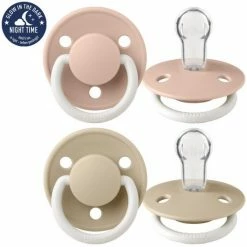 Bibs Leucht-Schnuller - De Lux 2er Pack - Night - Silikon - Blush / Vanilla - Gr. 0-36 M