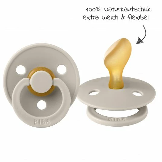 Bibs Schnuller 2er Pack Colour Anatomischer Sauger aus Naturkautschuk 6-18 M - Sand / Iron 4 Bibs Schnuller 2er Pack Colour Anatomischer Sauger aus Naturkautschuk 6-18 M - Sand / Iron – Bild 4
