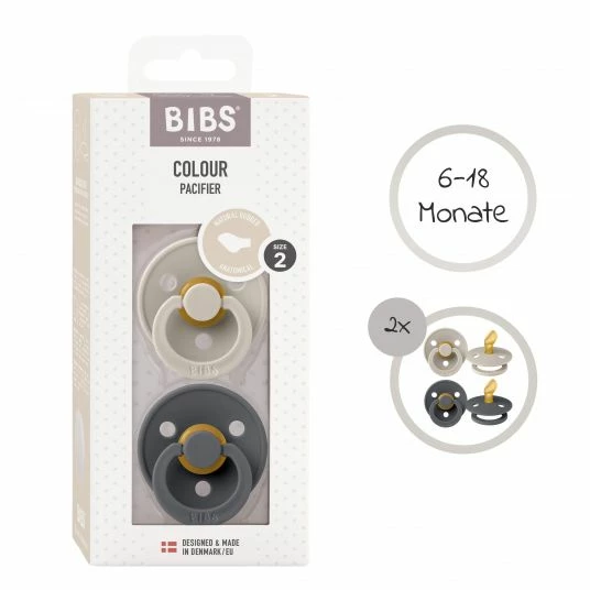 Bibs Schnuller 2er Pack Colour Anatomischer Sauger aus Naturkautschuk 6-18 M - Sand / Iron 6 Bibs Schnuller 2er Pack Colour Anatomischer Sauger aus Naturkautschuk 6-18 M - Sand / Iron – Bild 6