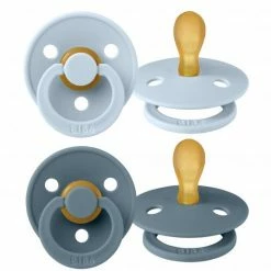 Bibs Schnuller 2er Pack Colour Symmetrischer Sauger aus Naturkautschuk 0-6 M - Baby Blue / Petrol