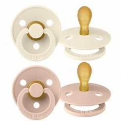 Bibs Schnuller 2er Pack Colour Symmetrischer Sauger aus Naturkautschuk 0-6 M - Ivory / Blush