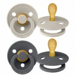Bibs Schnuller 2er Pack Colour Symmetrischer Sauger aus Naturkautschuk 0-6 M - Sand / Iron