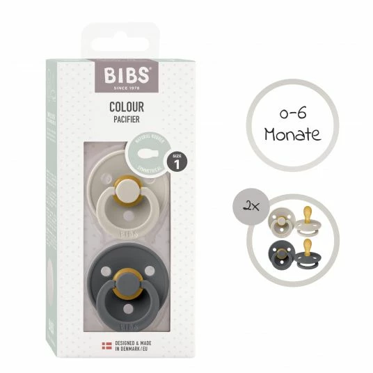 Bibs Schnuller 2er Pack Colour Symmetrischer Sauger aus Naturkautschuk 0-6 M - Sand / Iron 6 Bibs Schnuller 2er Pack Colour Symmetrischer Sauger aus Naturkautschuk 0-6 M - Sand / Iron – Bild 6