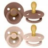 Bibs Schnuller 2er Pack Colour Symmetrischer Sauger aus Naturkautschuk 0-6 M - Woodchuck / Blush