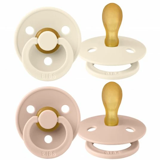 Bibs Schnuller 2er Pack Colour Symmetrischer Sauger aus Naturkautschuk 6-18 M - Ivory / Blush 1 Bibs Schnuller 2er Pack Colour Symmetrischer Sauger aus Naturkautschuk 6-18 M - Ivory / Blush