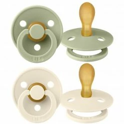 Bibs Schnuller 2er Pack Colour Symmetrischer Sauger aus Naturkautschuk 6-18 M - Sage / Ivory