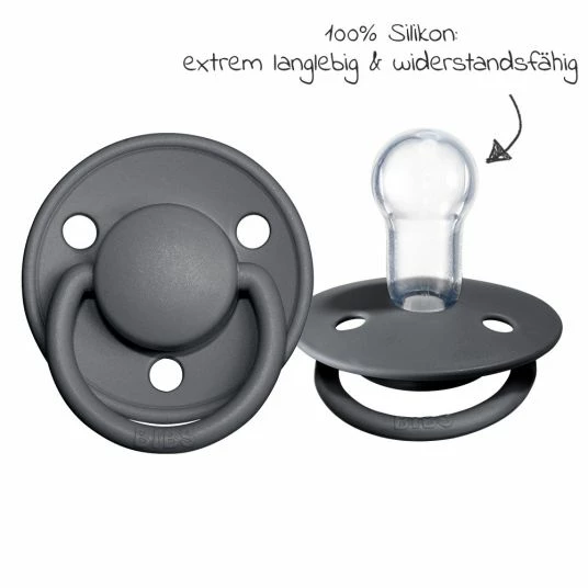 Bibs Schnuller - De Lux 2er Pack - Silikon - Iron / Baby Blue - Gr. 0-36 M 4 Bibs Schnuller - De Lux 2er Pack - Silikon - Iron / Baby Blue - Gr. 0-36 M – Bild 4