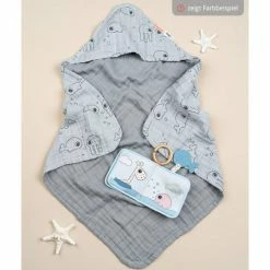 Done by Deer Kapuzenbadehandtuch - 70 x 70 cm - Sea Friends - Blau -Baden & Waschen Verkäufe done by deer kapuzenbadehandtuch 70 x 70 cm sea friends blau 3603702 d2