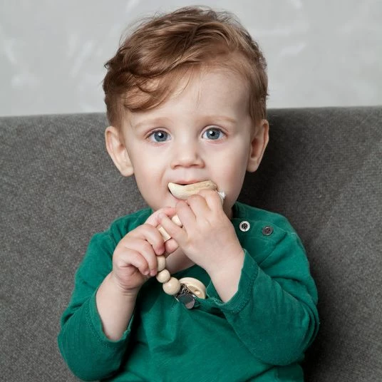 Grünspecht Veilchenwurzel mit Holz-Schnullerkette 6 Grünspecht Veilchenwurzel mit Holz-Schnullerkette – Bild 6