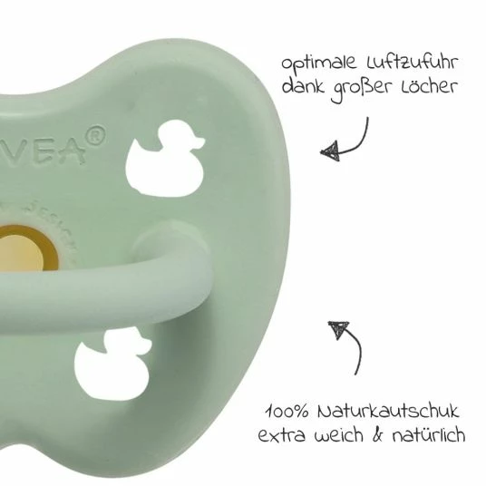 HEVEA Schnuller aus Naturkautschuk - kiefergerecht - Ente - Mellow Mint - Gr. 0-3 M 2 HEVEA Schnuller aus Naturkautschuk - kiefergerecht - Ente - Mellow Mint - Gr. 0-3 M – Bild 2