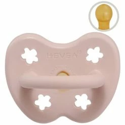 HEVEA Schnuller aus Naturkautschuk - rund - Blume - Powder Pink - Gr. 0-3 M