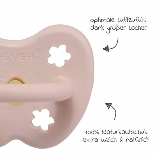 HEVEA Schnuller aus Naturkautschuk - rund - Blume - Powder Pink - Gr. 0-3 M 2 HEVEA Schnuller aus Naturkautschuk - rund - Blume - Powder Pink - Gr. 0-3 M – Bild 2