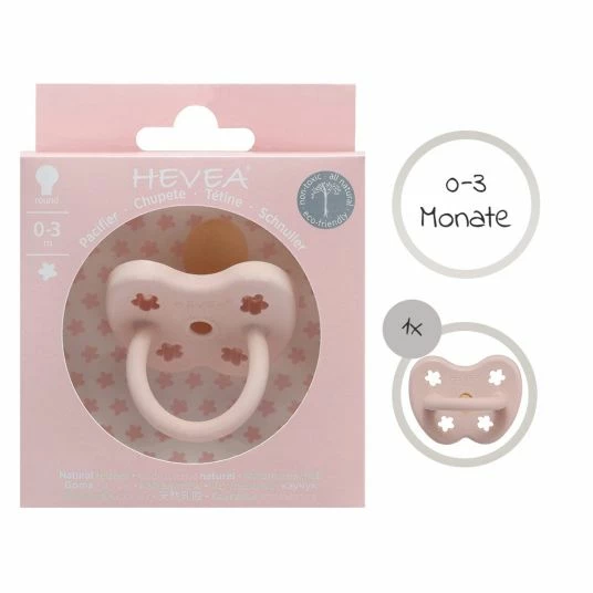 HEVEA Schnuller aus Naturkautschuk - rund - Blume - Powder Pink - Gr. 0-3 M 4 HEVEA Schnuller aus Naturkautschuk - rund - Blume - Powder Pink - Gr. 0-3 M – Bild 4