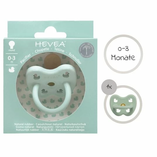 HEVEA Schnuller aus Naturkautschuk - rund - Ente - Mellow Mint - Gr. 0-3 M 4 HEVEA Schnuller aus Naturkautschuk - rund - Ente - Mellow Mint - Gr. 0-3 M – Bild 4