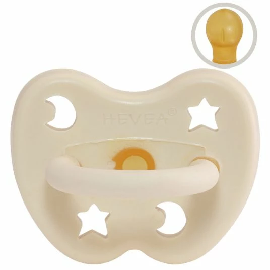 HEVEA Schnuller aus Naturkautschuk - rund - Stern & Mond - Milky White - Gr. 0-3 M 1 HEVEA Schnuller aus Naturkautschuk - rund - Stern & Mond - Milky White - Gr. 0-3 M