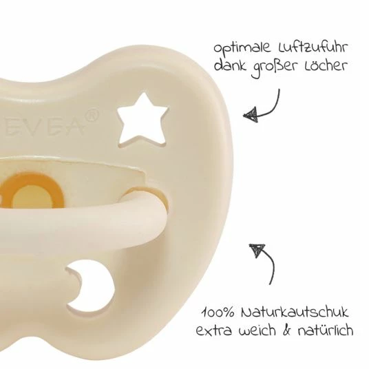 HEVEA Schnuller aus Naturkautschuk - rund - Stern & Mond - Milky White - Gr. 0-3 M 2 HEVEA Schnuller aus Naturkautschuk - rund - Stern & Mond - Milky White - Gr. 0-3 M – Bild 2