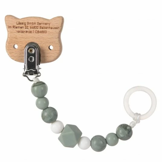 Lässig Schnullerkette aus Holz und Silikon - Little Chums Cat 2 Lässig Schnullerkette aus Holz und Silikon - Little Chums Cat – Bild 2