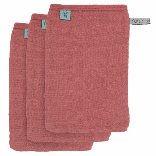 Lässig Waschhandschuh 3er Pack Muslin - Rosewood 1 Lässig Waschhandschuh 3er Pack Muslin - Rosewood