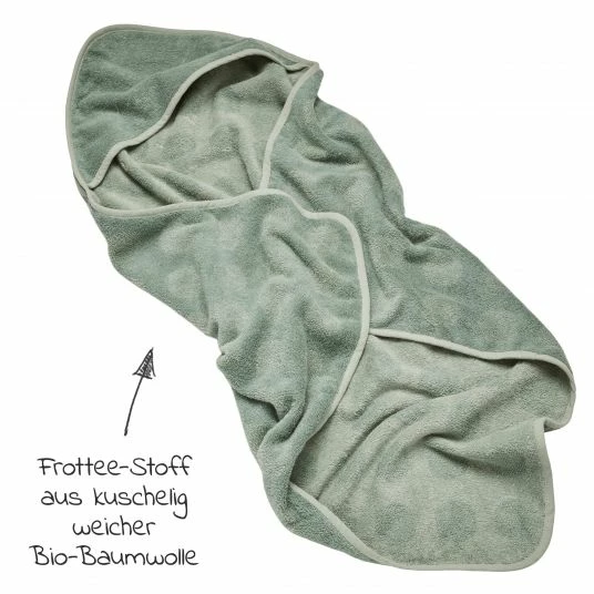 Leander Kapuzen-Badetuch Hoodie aus Bio-Baumwolle - Organic - Sage Green - Kollektion 2022 2 Leander Kapuzen-Badetuch Hoodie aus Bio-Baumwolle - Organic - Sage Green - Kollektion 2022 – Bild 2