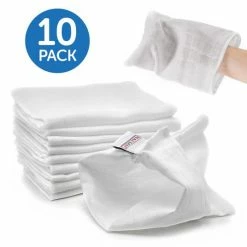 Makian Mull-Waschhandschuh 10er Pack - Weiß