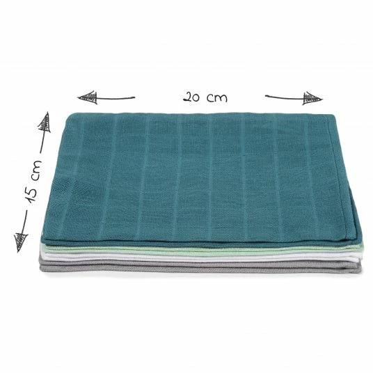 Makian Mull-Waschhandschuh 8er Pack 15 x 20 cm - Patina / Mint 5 Makian Mull-Waschhandschuh 8er Pack 15 x 20 cm - Patina / Mint – Bild 5