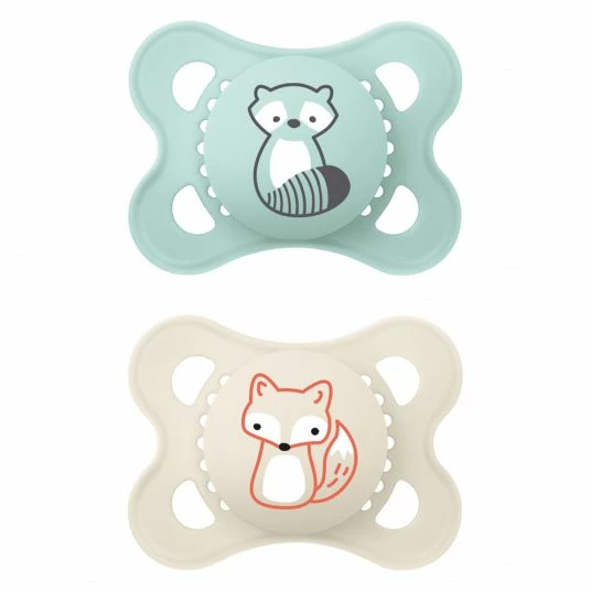 MAM Schnuller 2er Pack Original Elements - Silikon 0-6 M - Waschbär & Fuchs 1 MAM Schnuller 2er Pack Original Elements - Silikon 0-6 M - Waschbär & Fuchs