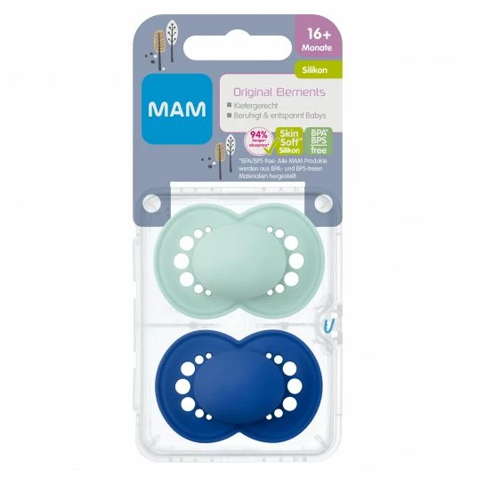 MAM Schnuller 2er Pack Original Elements - Silikon ab 16 M - Mint Blau 4 MAM Schnuller 2er Pack Original Elements - Silikon ab 16 M - Mint Blau – Bild 4