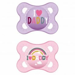 MAM Schnuller 2er Pack Original - Silikon 0-6 M - I Love Daddy - Rosa