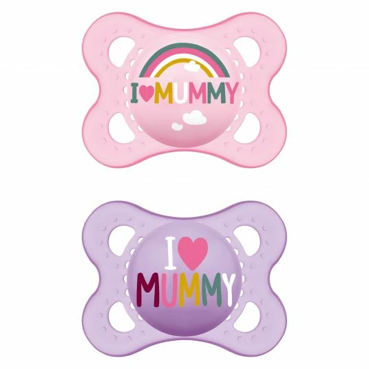 MAM Schnuller 2er Pack Original - Silikon 0-6 M - I Love Mummy - Rosa 1 MAM Schnuller 2er Pack Original - Silikon 0-6 M - I Love Mummy - Rosa
