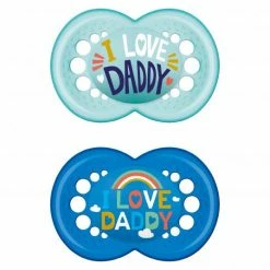 MAM Schnuller 2er Pack Original - Silikon 6-16 M - I Love Daddy - Blau