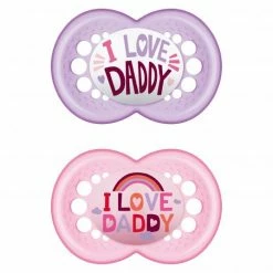 MAM Schnuller 2er Pack Original - Silikon 6-16 M - I Love Daddy - Rosa