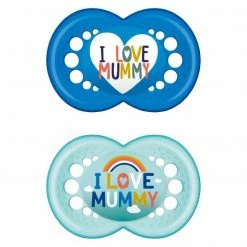MAM Schnuller 2er Pack Original - Silikon 6-16 M - I Love Mummy - Blau