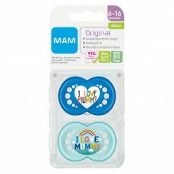 MAM Schnuller 2er Pack Original - Silikon 6-16 M - I Love Mummy - Blau -Baden & Waschen Verkäufe mam schnuller 2er pack original silikon 6 16 m i love mummy blau 6673671121 d2