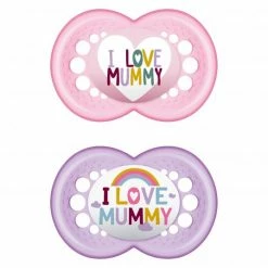 MAM Schnuller 2er Pack Original - Silikon 6-16 M - I Love Mummy - Rosa