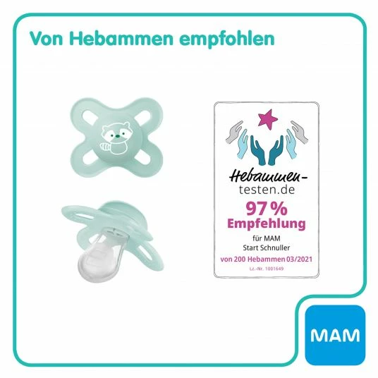 MAM Schnuller 2er Pack Start Elements - Silikon 0-2 M - Waschbär und Hase 5 MAM Schnuller 2er Pack Start Elements - Silikon 0-2 M - Waschbär und Hase – Bild 5