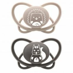 Nip Öko-Schnuller 2er Pack My Butterfly - Silikon 16-32 M - aus nachwachsenden Rohstoffen - Braun / Grau