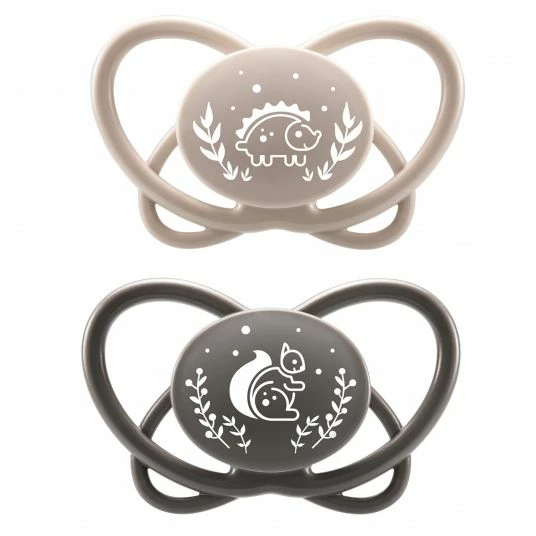 Nip Öko-Schnuller 2er Pack My Butterfly - Silikon 5-18 M - aus nachwachsenden Rohstoffen - Braun / Grau 1 Nip Öko-Schnuller 2er Pack My Butterfly - Silikon 5-18 M - aus nachwachsenden Rohstoffen - Braun / Grau