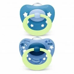 Nuk Leucht-Schnuller 2er Pack Signature Night - Silikon 6-18 M - Blau
