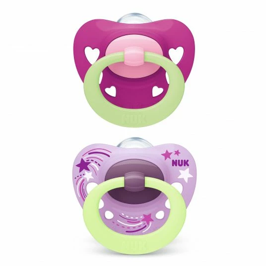 Nuk Leucht-Schnuller 2er Pack Signature Night - Silikon ab 18 M - Rosa 1 Nuk Leucht-Schnuller 2er Pack Signature Night - Silikon ab 18 M - Rosa