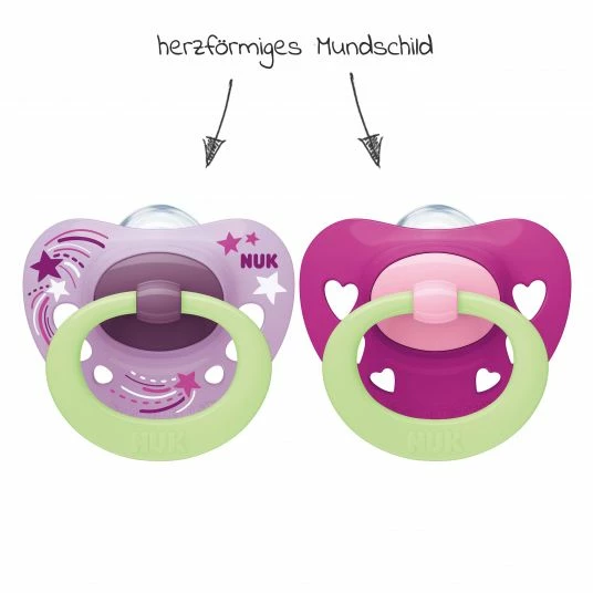 Nuk Leucht-Schnuller 2er Pack Signature Night - Silikon ab 18 M - Rosa 2 Nuk Leucht-Schnuller 2er Pack Signature Night - Silikon ab 18 M - Rosa – Bild 2