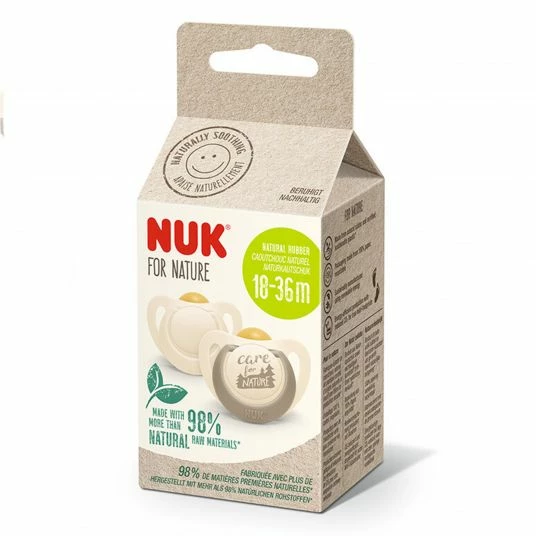 Nuk Schnuller 2er Pack for Nature - Kautschuk ab 18 M - Beige 5 Nuk Schnuller 2er Pack for Nature - Kautschuk ab 18 M - Beige – Bild 5