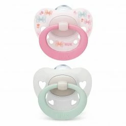 Nuk Schnuller 2er Pack Signature - Silikon 0-6 M - Rosa / Weiß